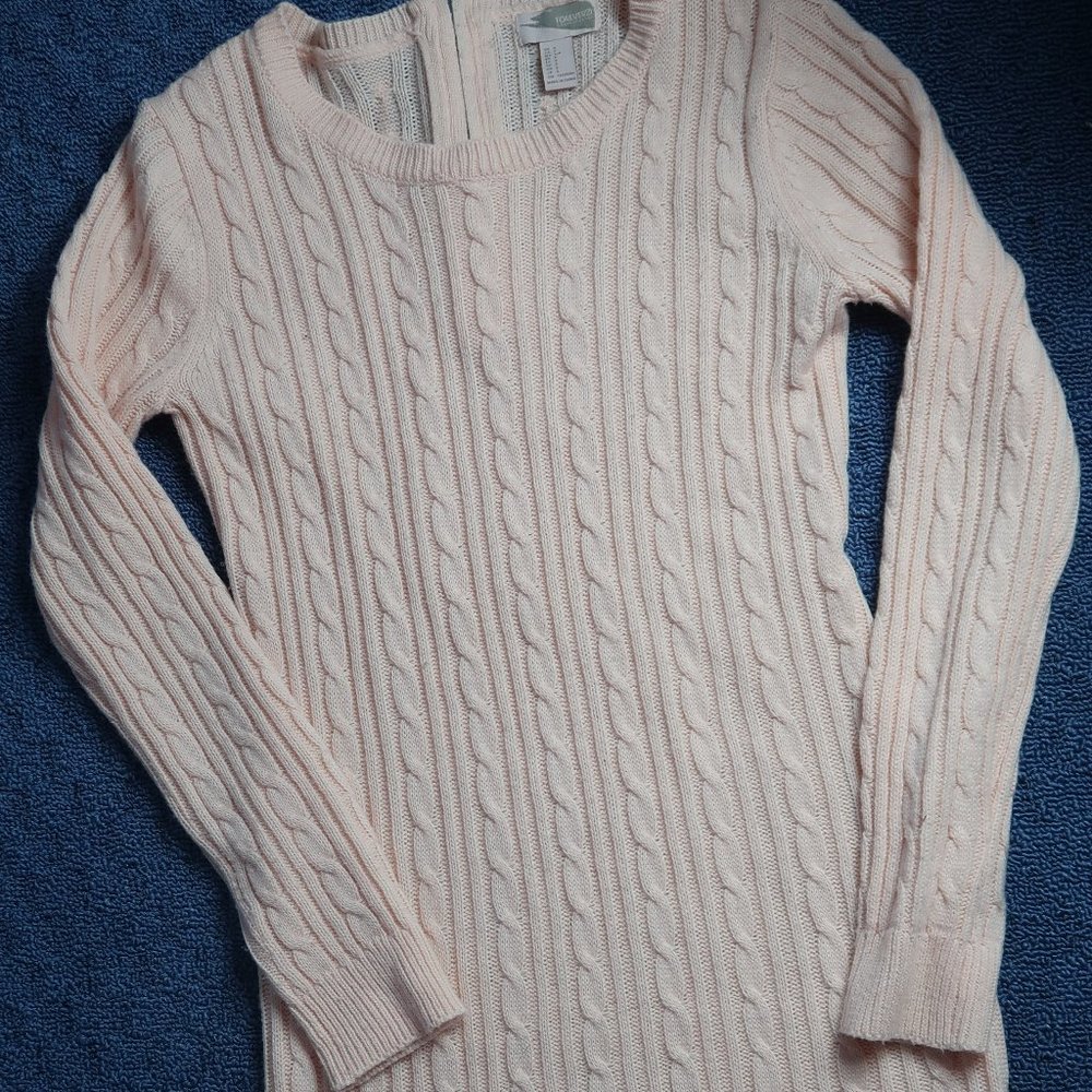 Blush Pink Cable Knit Sweater Dress